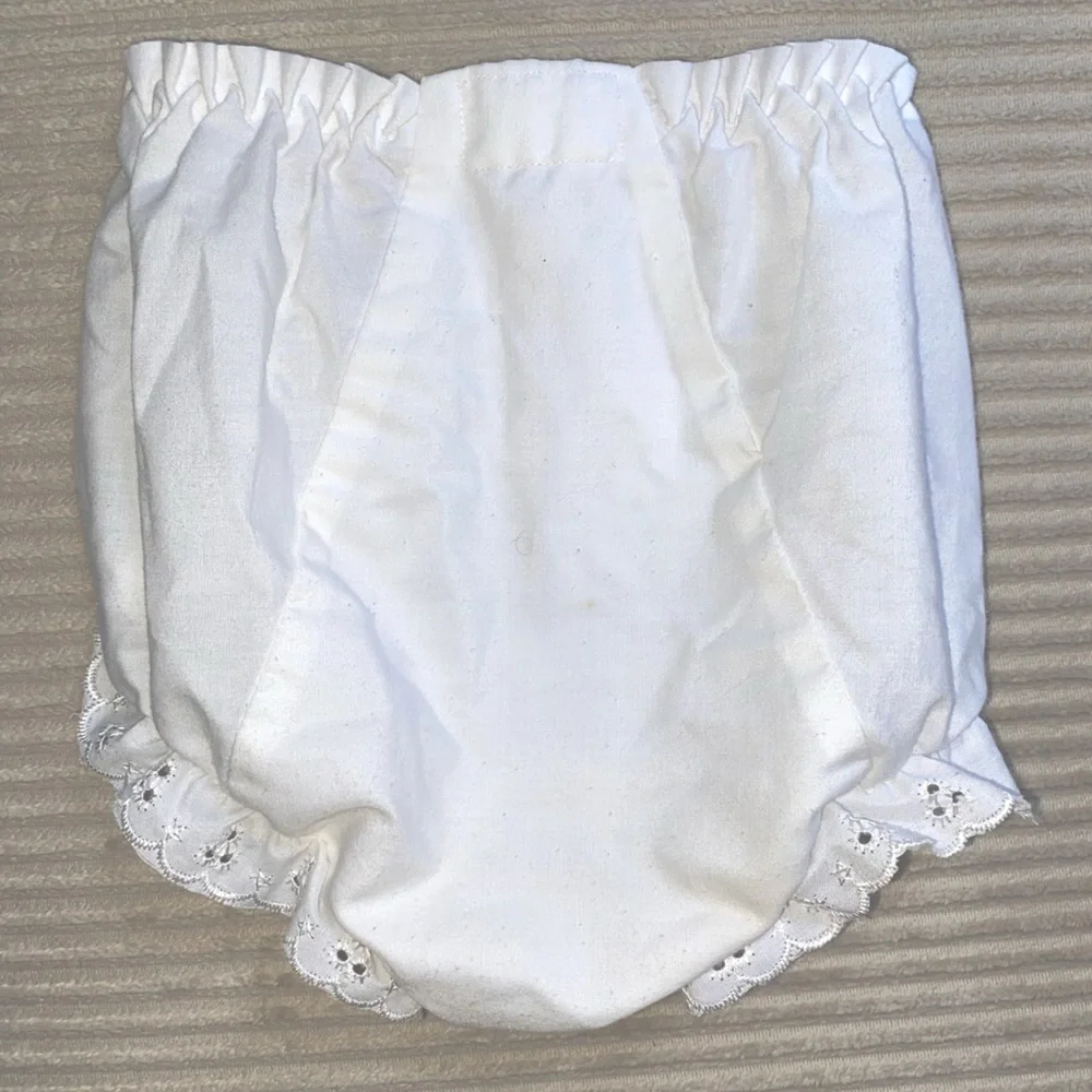 White w/ Eyelet Trim Bloomers Diaper Cover